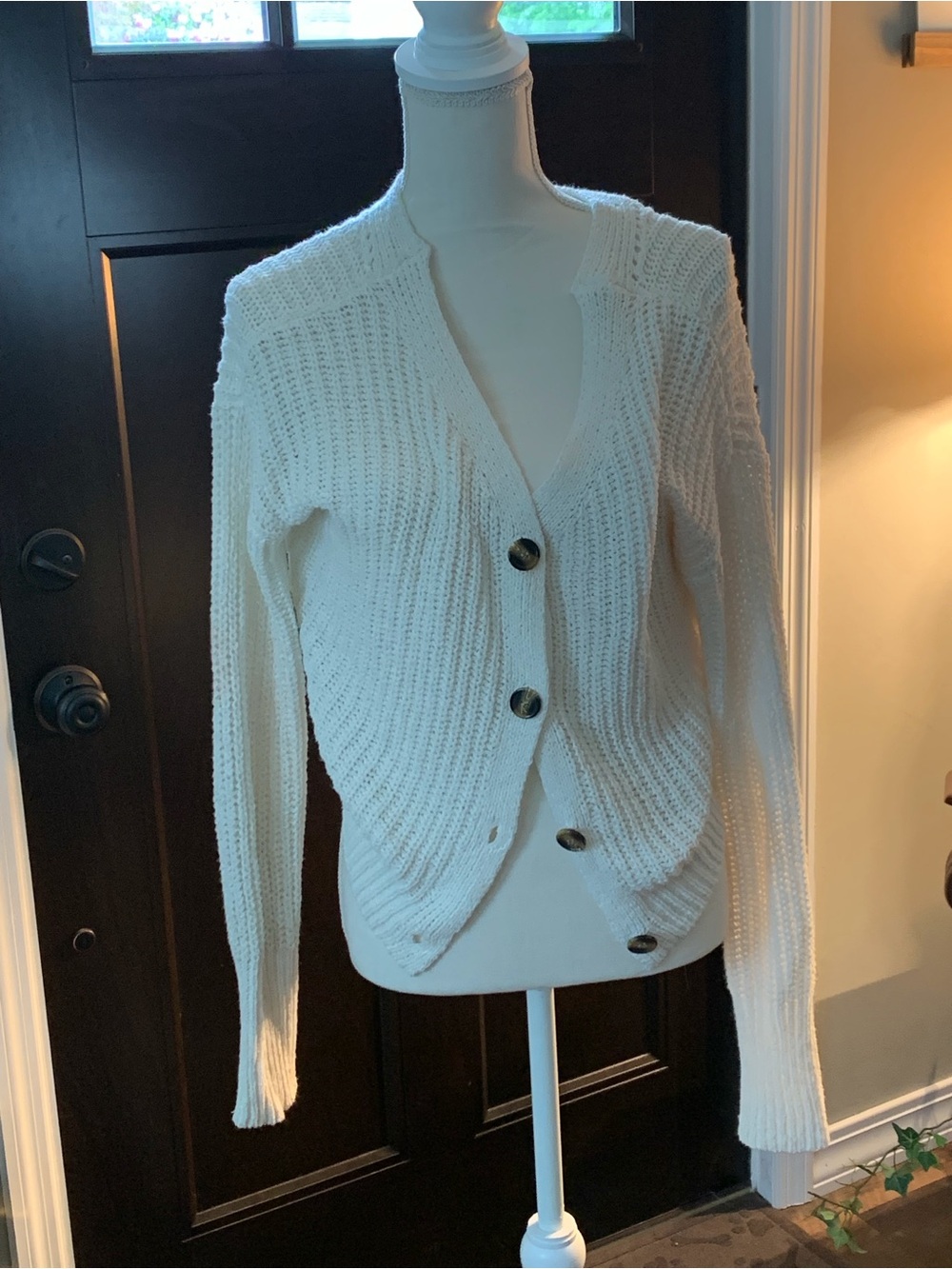 Sincerely Jules Cream Button-Front Knit Cardigan